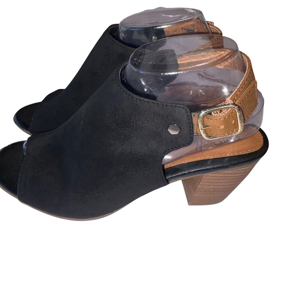 Eurosoft Cidra Women's Black & Tan Peep Toe Slingback Sandals size 8 - Picture 4 of 10